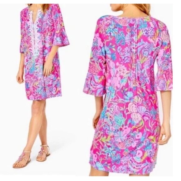 Lilly Pulitzer Size XL Krysta Dress Pink Isle Shell Me Something Good $178 - Picture 1 of 3